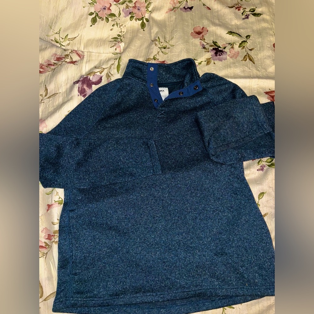 Sonoma Navy Button Quarter Turtleneck Sweater